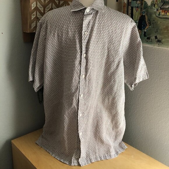 Tasso Elba 100% Linen Short Sleeve Shirt - Picture 2 of 7